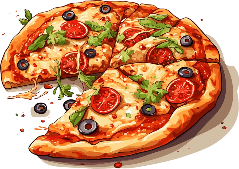 Pizza Olives Tomato Stickdatei – Essen & Trinken