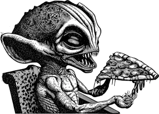 Alien Ufo Pizza Stickdatei