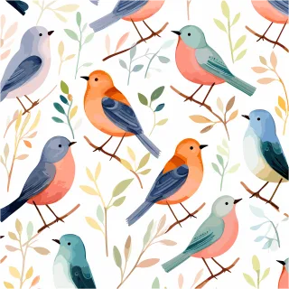 Birds Orange Branches Stickdatei