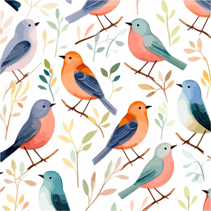 Birds Orange Branches Stickdatei – Natur