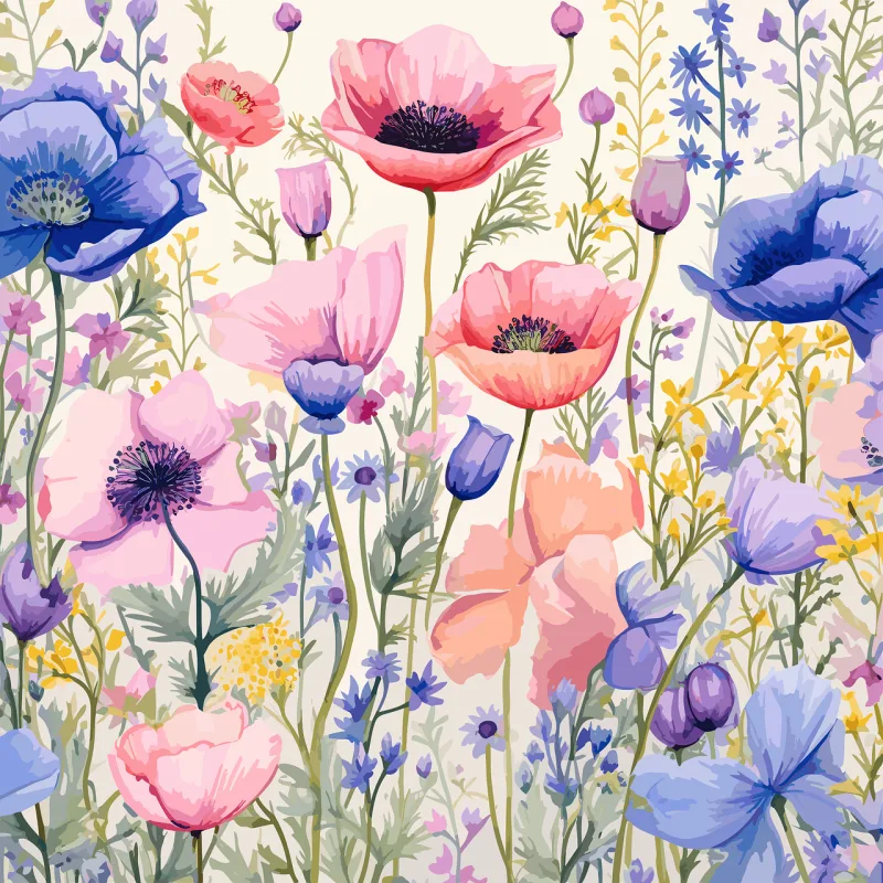 Flowers Poppies Flower background Stickdatei – Blumen