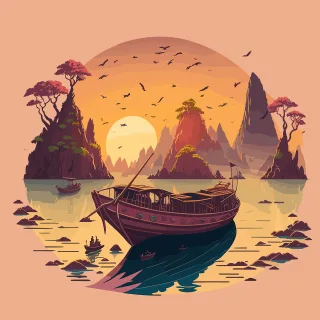 Ai generated Boat Water Stickdatei