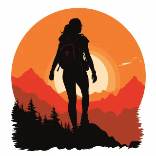 Ai generated Woman Hiking Stickdatei