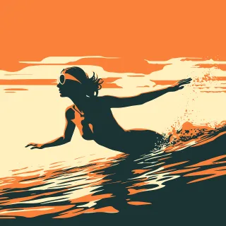 Ai generated Woman Swimming Stickdatei