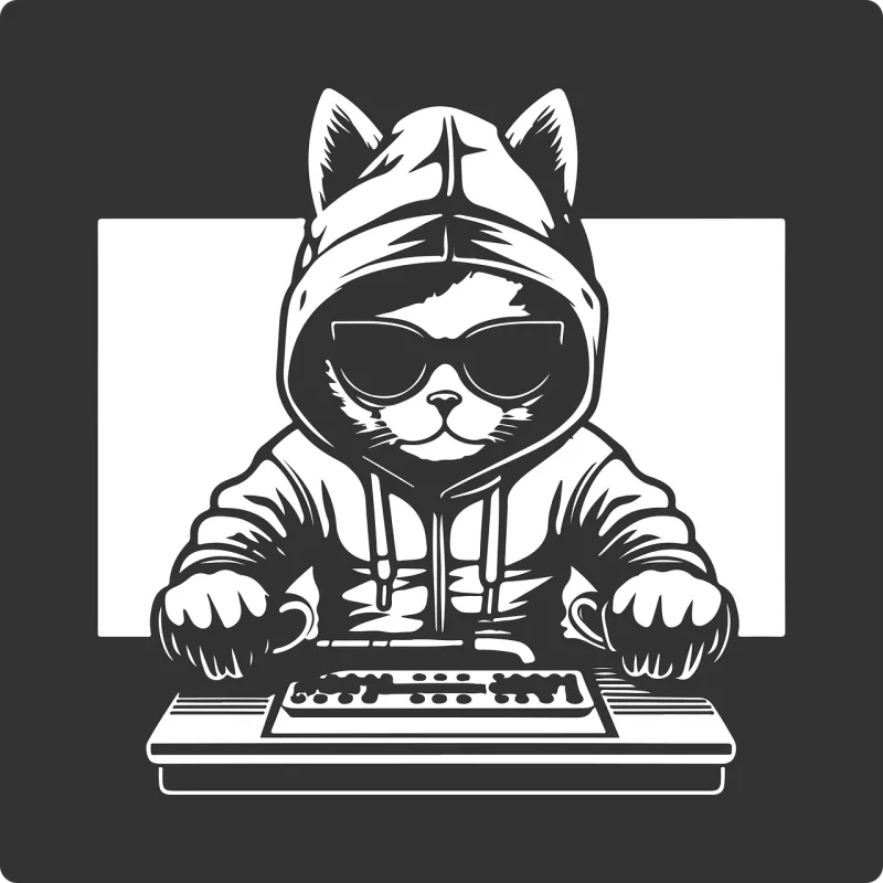 Ai generated Cat Dj Stickdatei – Musik