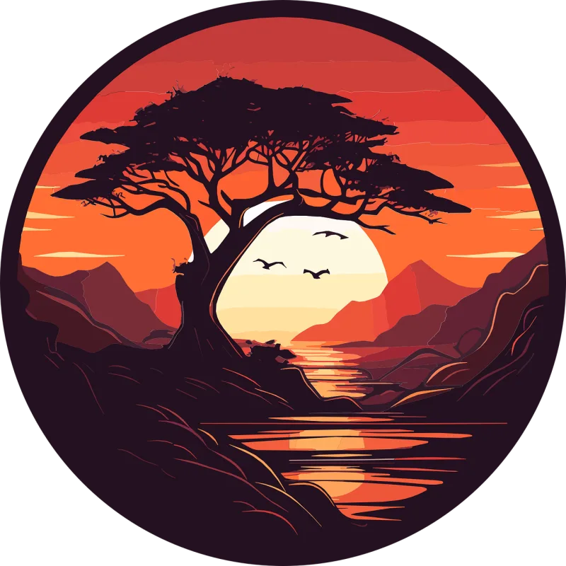 Ai generated Tree Lake Stickdatei – Natur