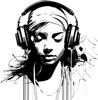 Ai generated Woman Headphones Stickdatei – Musik