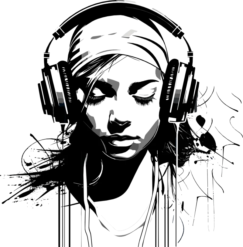 Ai generated Woman Headphones Stickdatei – Musik
