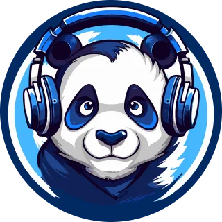 Panda Blue Headphones Stickdatei