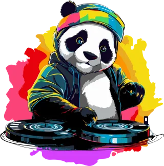 Ai generated Panda Dj Stickdatei