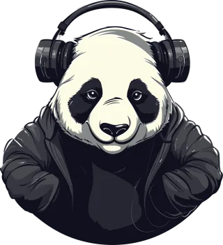 Ai generated Panda Headphones Stickdatei
