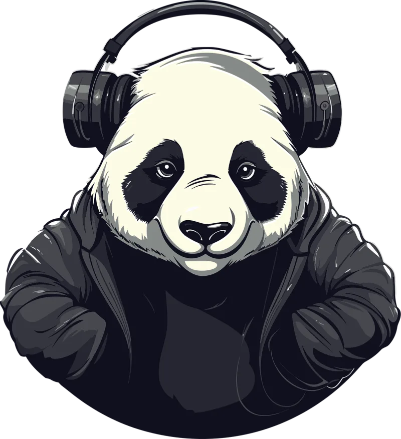 Ai generated Panda Headphones Stickdatei – Musik