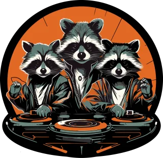 Ai generated Raccoons Djs Stickdatei