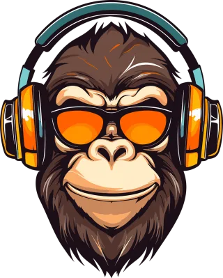 Monkey Gorilla Headphones Stickdatei – Musik