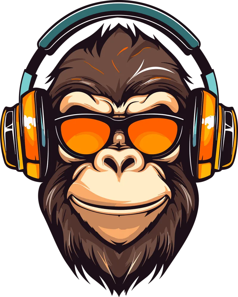 Monkey Gorilla Headphones Stickdatei – Musik