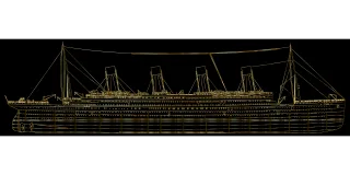 Ship Titanic Gold Stickdatei