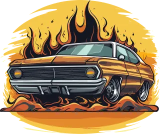 Fire Car Vintage Stickdatei