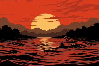Sunset Lake Japanese Stickdatei