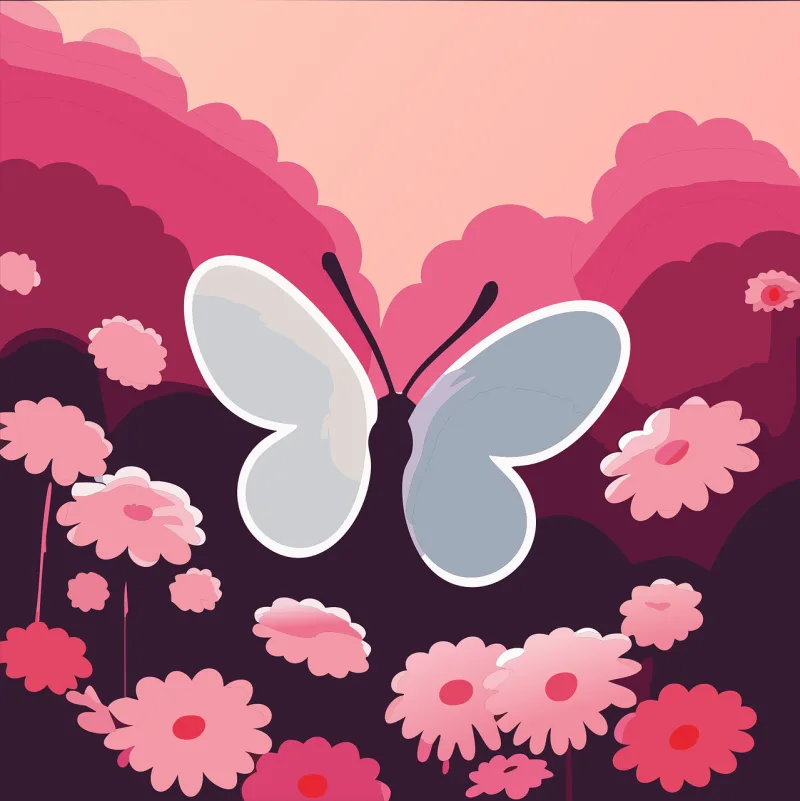 Butterfly Flowers Pink butterfly Stickdatei – Tiere