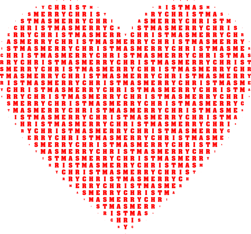 Merry christmas Heart Typography Stickdatei – Herzen & Liebe