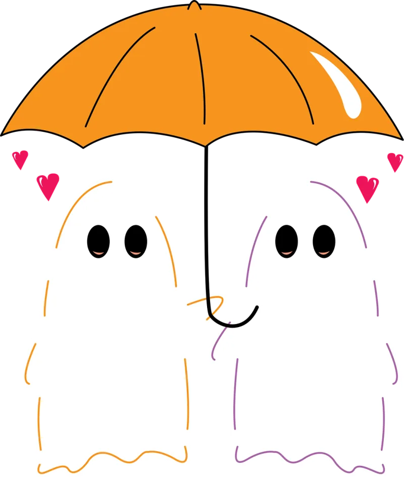 Ghosts Lovers Kawaii Stickdatei – Herzen & Liebe