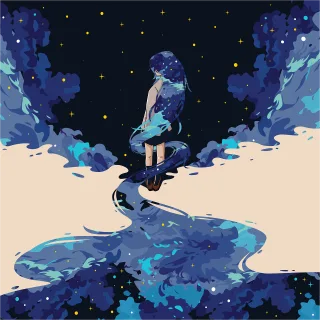 Girl Clouds Stars Stickdatei – Natur