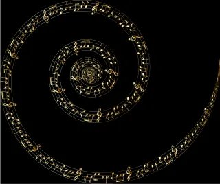 Spiral Musical notes Gold Stickdatei – Musik