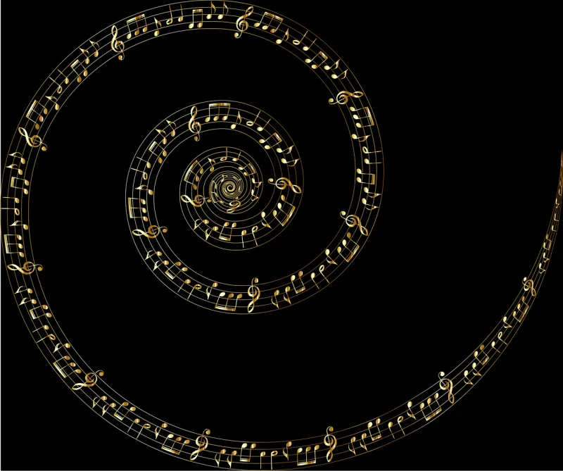 Spiral Musical notes Gold Stickdatei – Musik