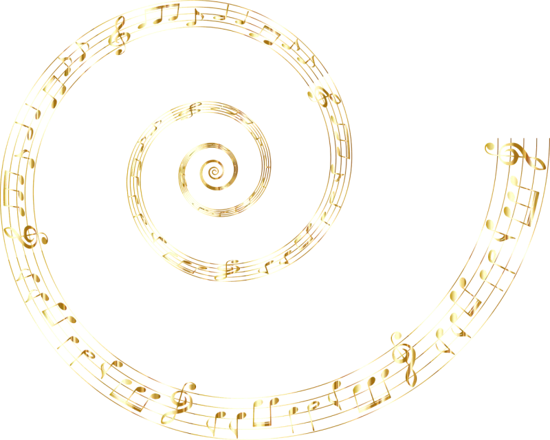 Spiral Musical notes Gold Stickdatei – Musik
