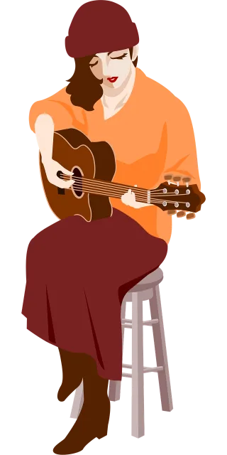 Guitarist Woman Music Stickdatei