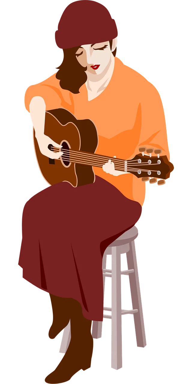 Guitarist Woman Music Stickdatei – Musik