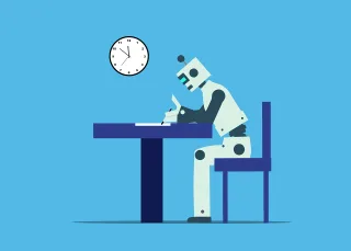 Robot Artificial intelligence Writing Stickdatei