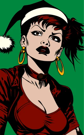 Ai generated Woman Santa hat Stickdatei – Weihnachten