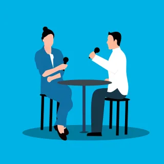 Speak Interview Woman Stickdatei