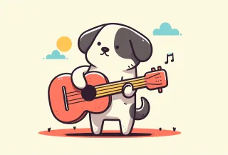 Dog Puppy Guitar Stickdatei – Musik