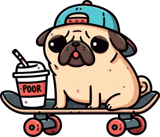 Pug Dog Skateboard Stickdatei