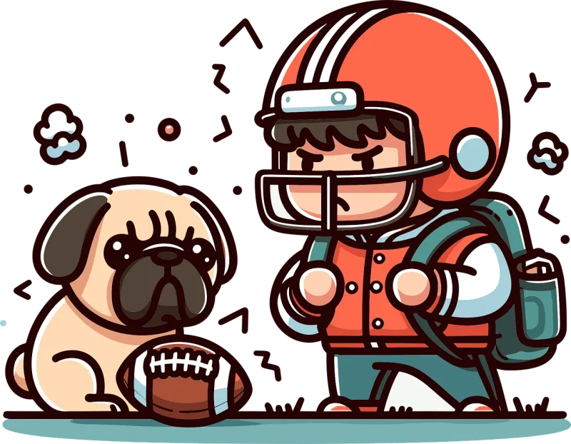 Man Football Dog Stickdatei – Sport