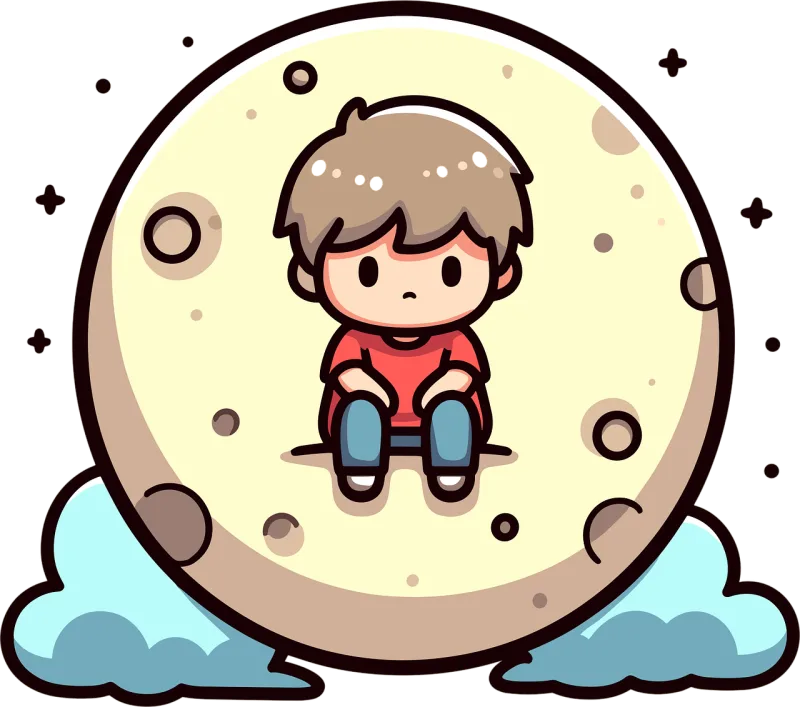 Boy Moon Sitting Stickdatei – Natur