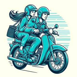 Couple Motorcycle Motorbike Stickdatei