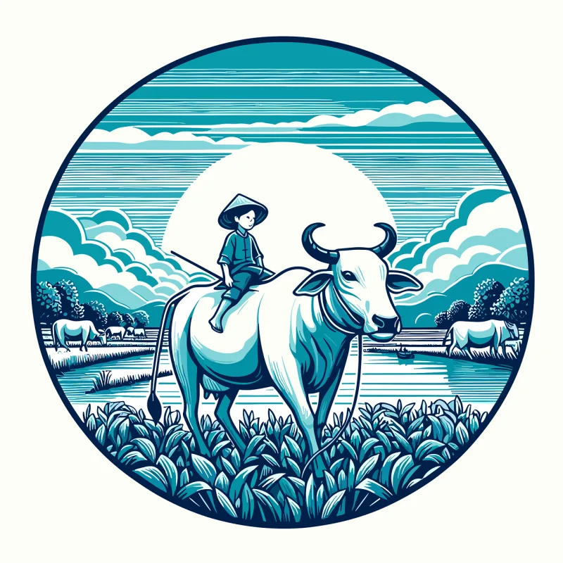 Boy Buffalo Cow Stickdatei – Natur