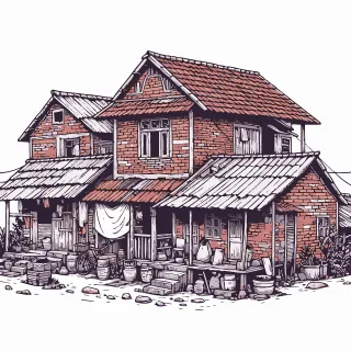 Rotten house Old Landscape Stickdatei