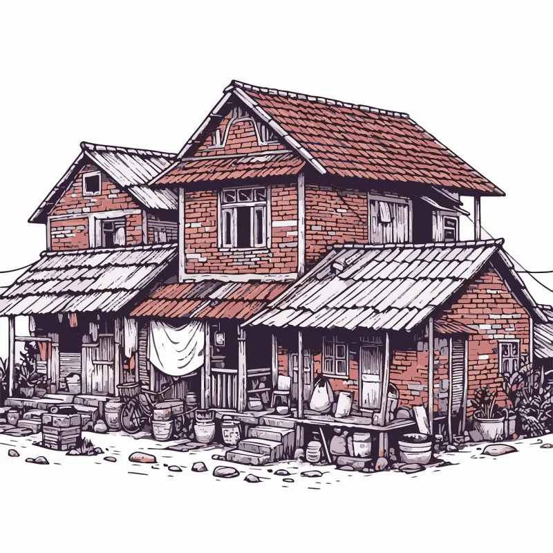 Rotten house Old Landscape Stickdatei – Natur