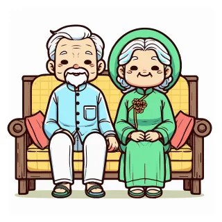 Grandparents Elderly Couple Stickdatei