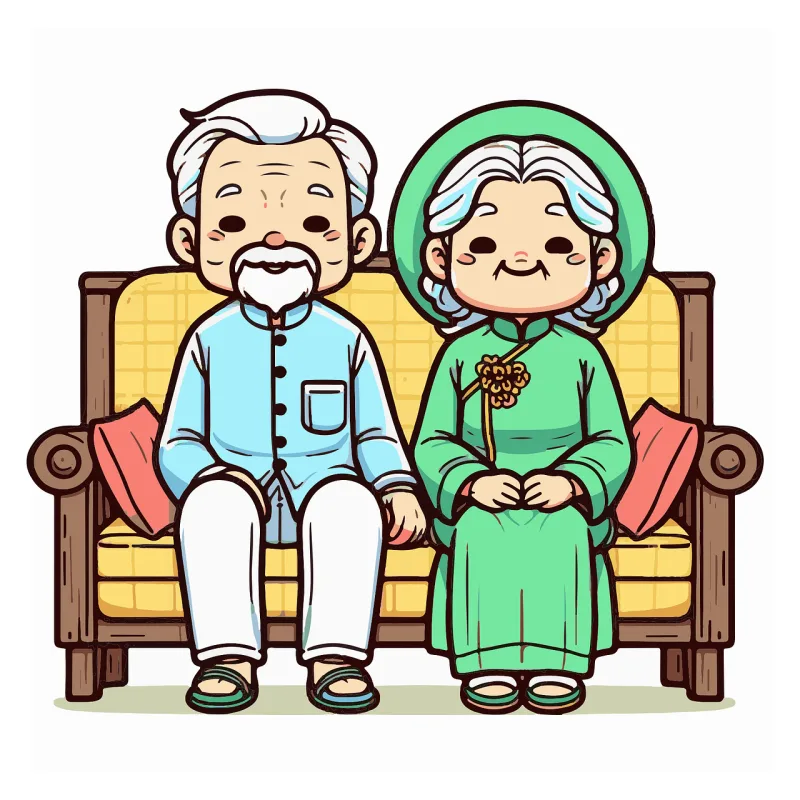 Grandparents Elderly Couple Stickdatei – Herzen & Liebe