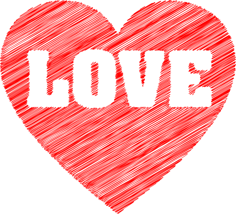 Love Heart Typography Stickdatei – Herzen & Liebe