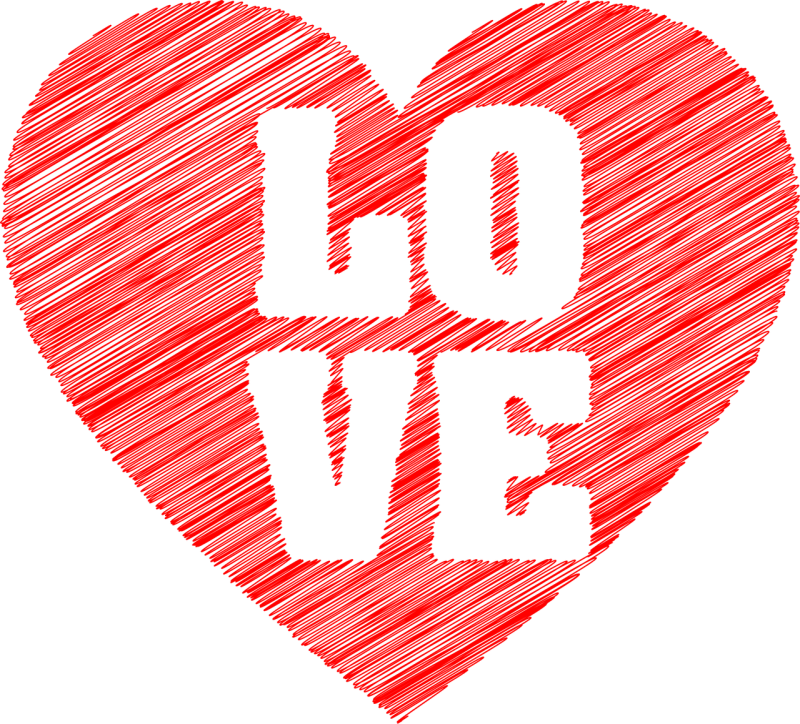 Love Heart Typography Stickdatei – Herzen & Liebe