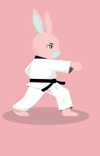 Rabbit Taekwondo Nature Stickdatei