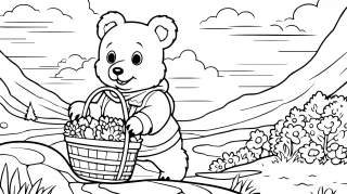 Ai generated Bear Coloring page Stickdatei