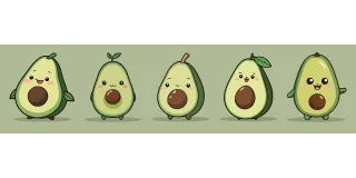 Avocado Vegetables Kawaii Stickdatei