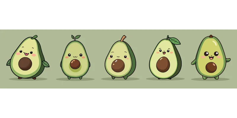 Avocado Vegetables Kawaii Stickdatei – Essen & Trinken